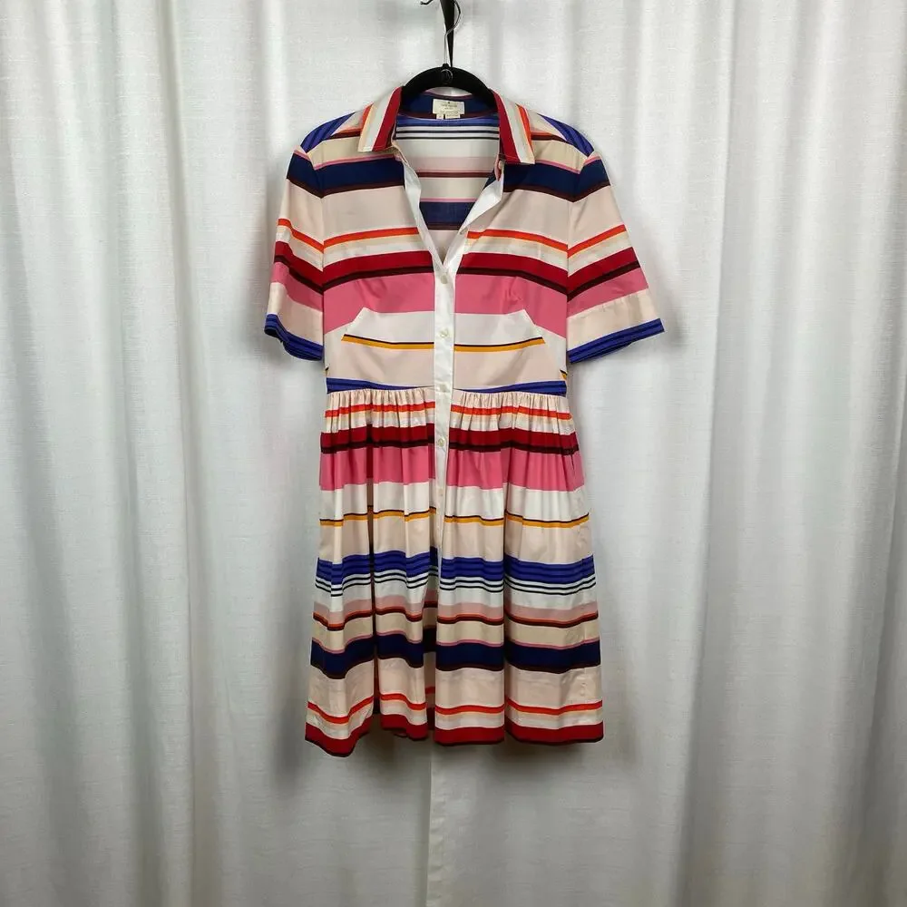 Kate Spade New York Spice Things Up Berber Stripe Shirt Dress Sz.4 - Picture 4 of 16